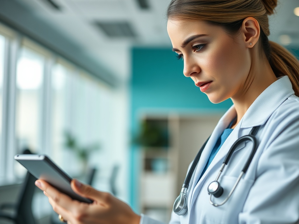 Healthcare professional using tablet